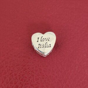 Pandora I Love Italia in Argento Silver Heart Charm Bead with box